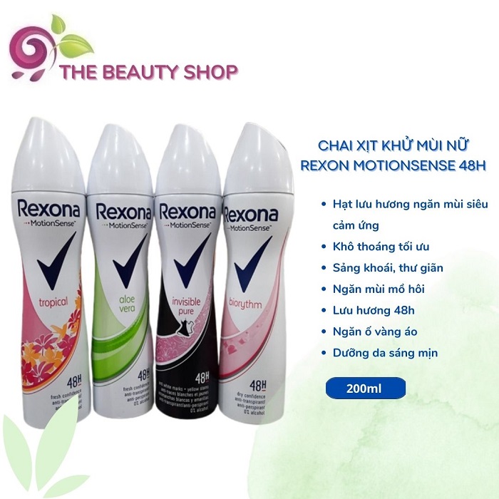 Xịt khử mùi rexona motionsense khô thoáng tối ưu sảng khoái, thư giãn dành cho nữ 200ml - lưu hương 48h