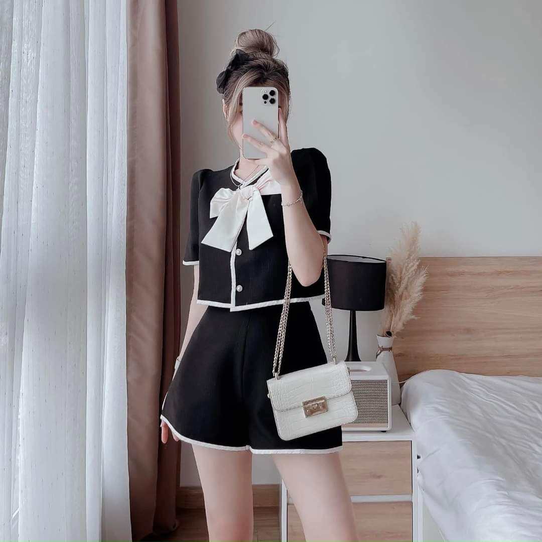 Sét Váy áo Nữ kiểu nơ trước & quần siêu xinh