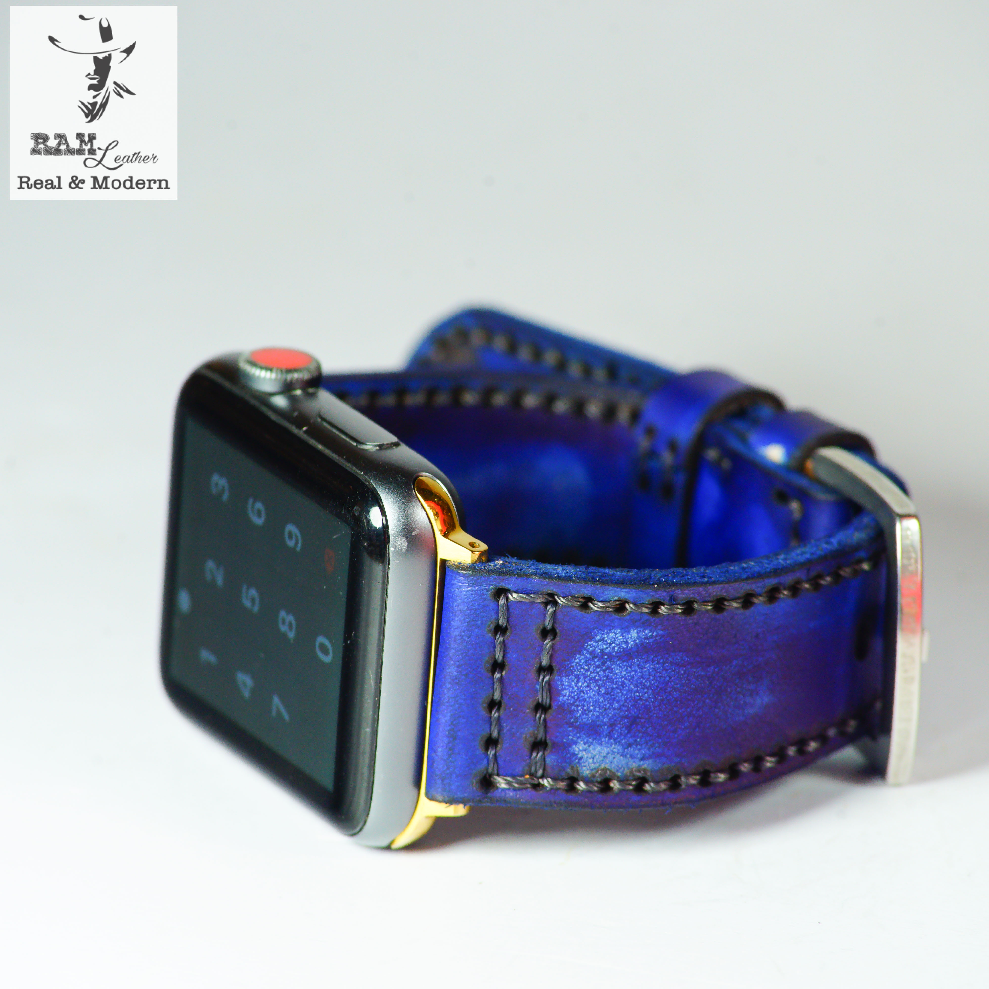 Dây da đồng hồ siêu bền da bò vegtan ý ram leather pilot navy hàng chính hãng ram leather
