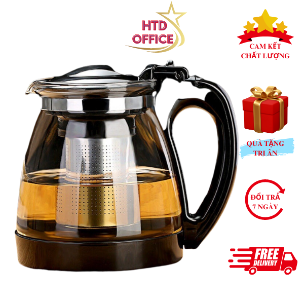 Bình lọc trà thủy tinh 1300ml sang trọng, lọc trà thuỷ tinh cao cấp
