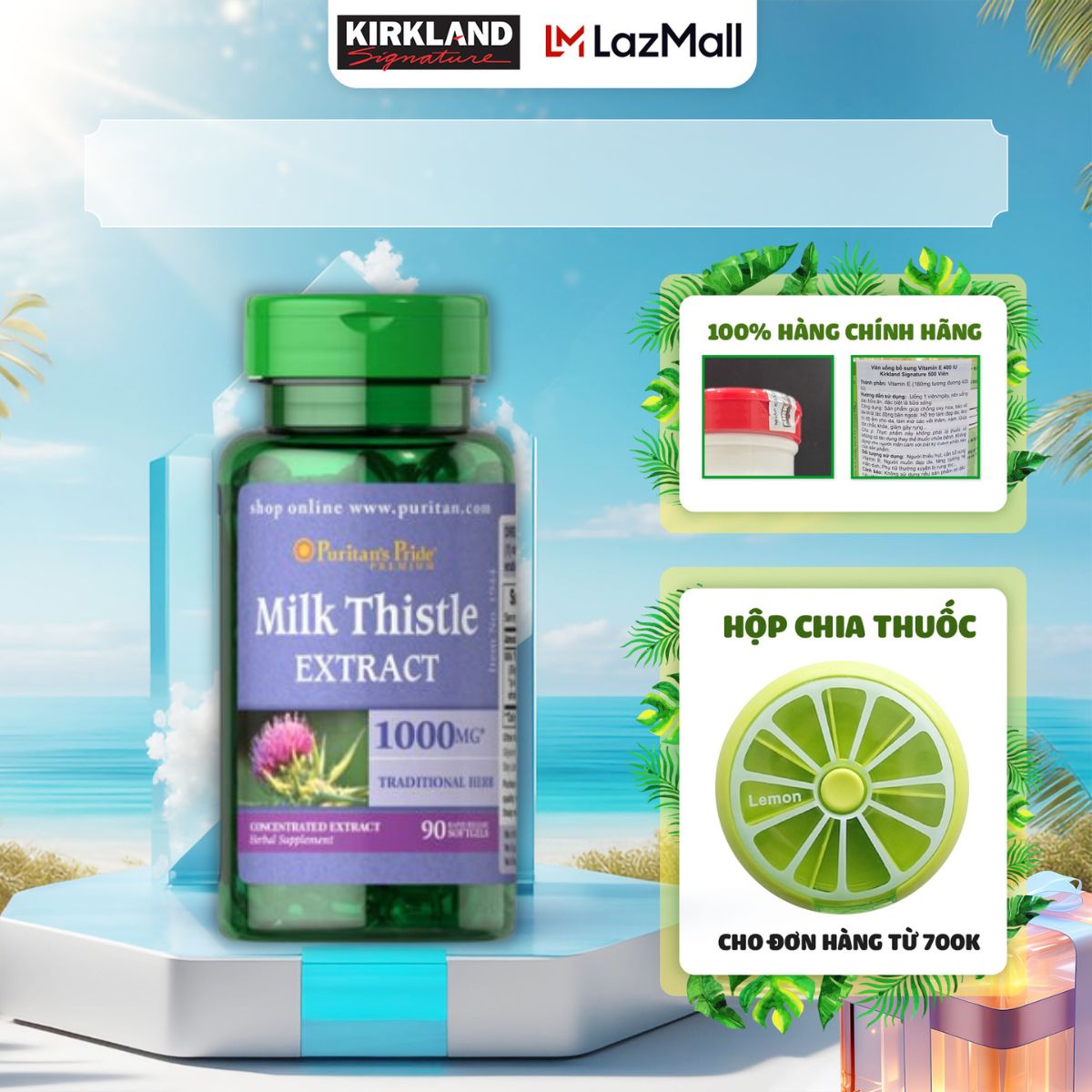 Viên uống bổ gan, thải độc gan Puritan's Pride Milk Thistle Extract 1000mg 90 viên của Mỹ