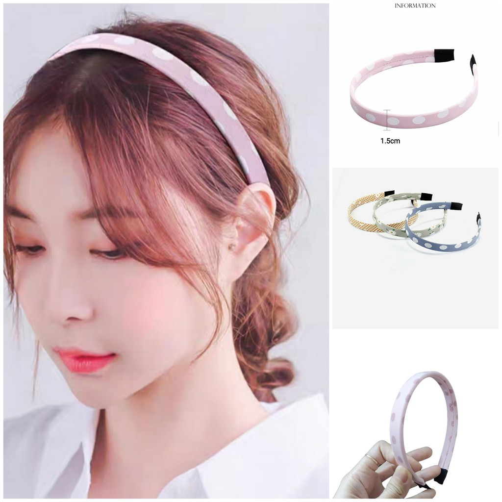 Bờm cài tóc bản nhỏ họa tiết