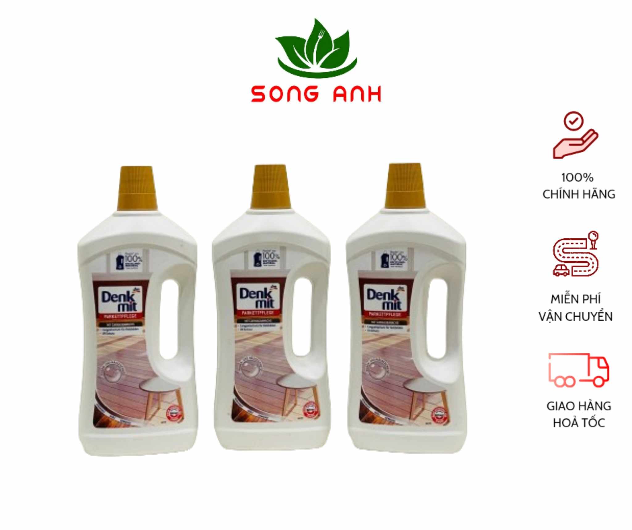 Nước lau sàn gỗ Denkmit cao cấp, dung tích 1L giúp sàn gỗ bền màu