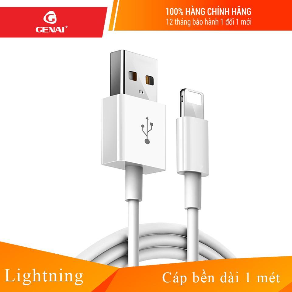 Dây cáp sạc nhanh GENAI dòng Lightning Iphone Cable chất liệu mềm dẻo, thiết kế không sợ gãy, chống rối, chống đứt đầu dây cáp _ 80P-IX