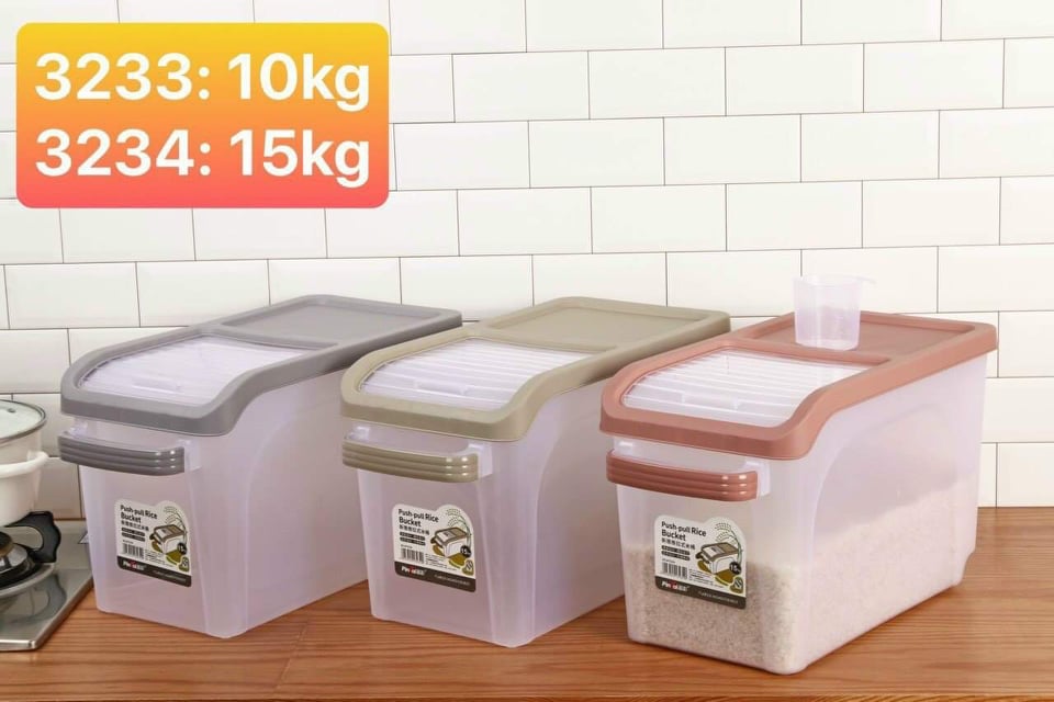 [Hàng loại 1] Thùng đựng gạo gia đình cỡ to loại 15kg [có bánh xe di chuyển dễ dàng] nhập khẩu Nhật Bản