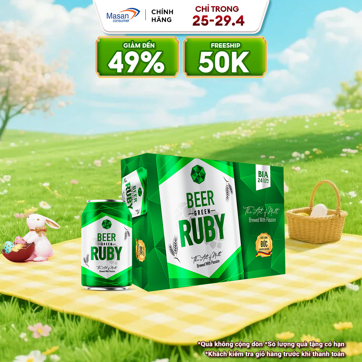 Bia Green Ruby thùng 24 lon x 330ml