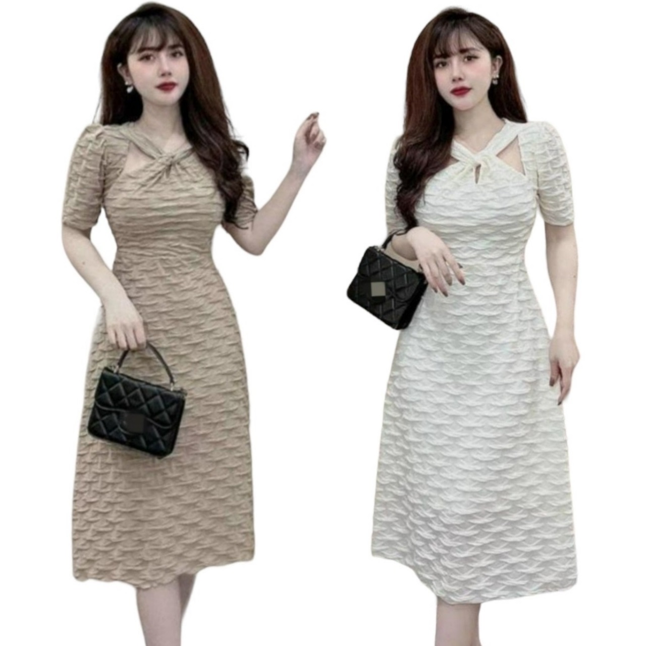 Đầm bigsize xoắn ngực 2 lớp rm17