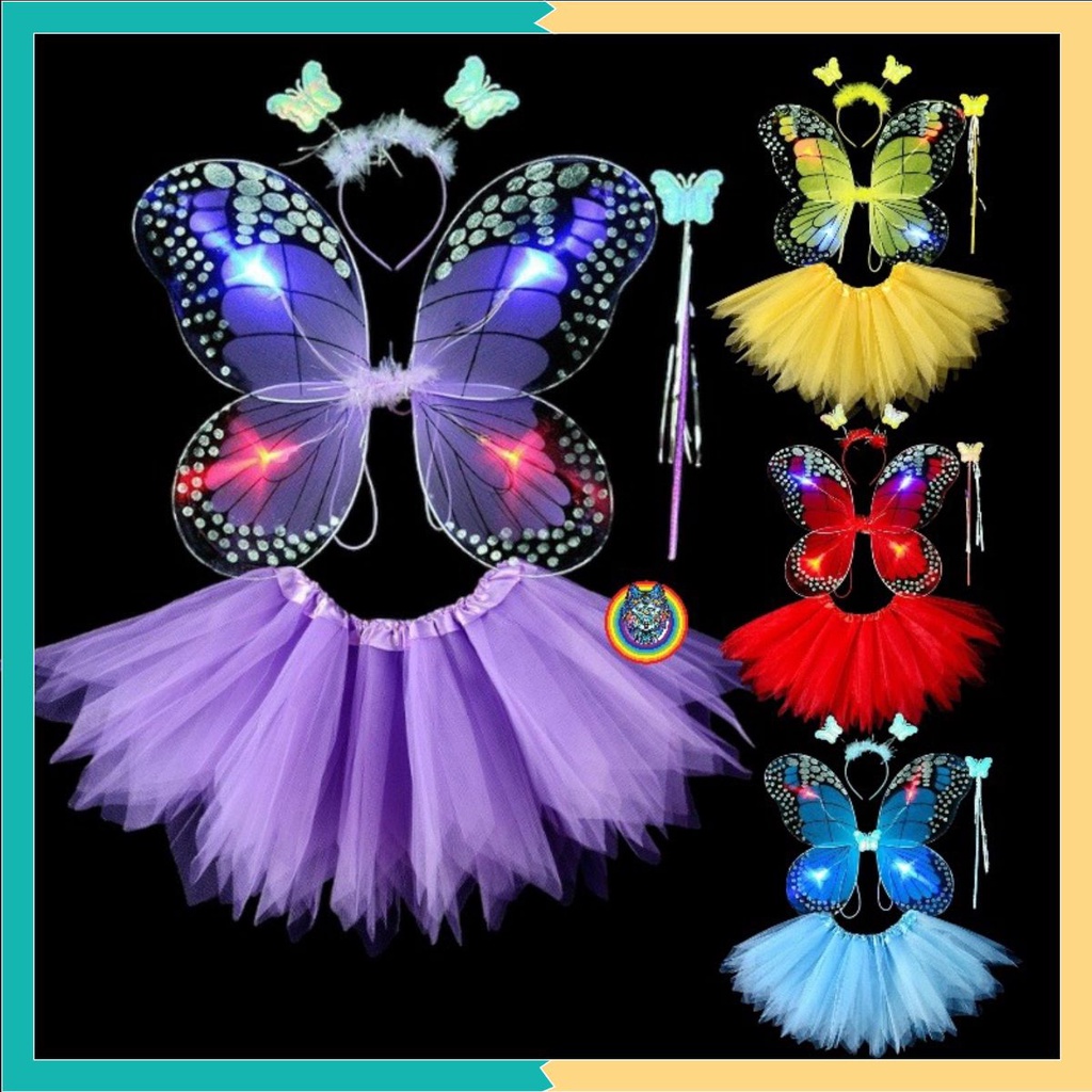 Bộ Cánh bướm có đèn - Kèm Váy cho bé hóa trang Nàng tiên bướm siêu đáng yêu