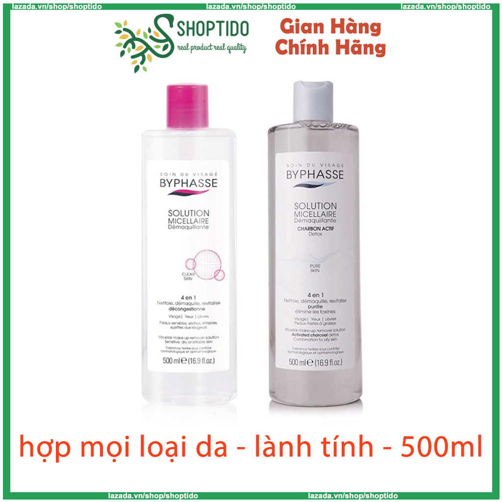 Nước tẩy trang Byphasse micellar make up remover solution 500ml nắp hồng NPP Shoptido