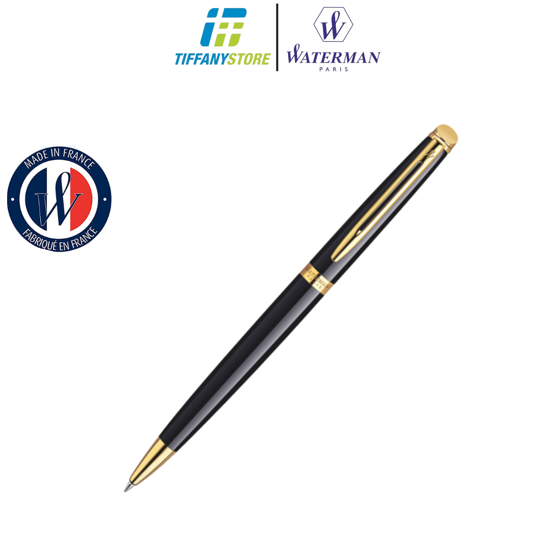 Bút bi cao cấp waterman hemisphere black gold trim - ngòi m - mực xanh - s0920670 - made in france