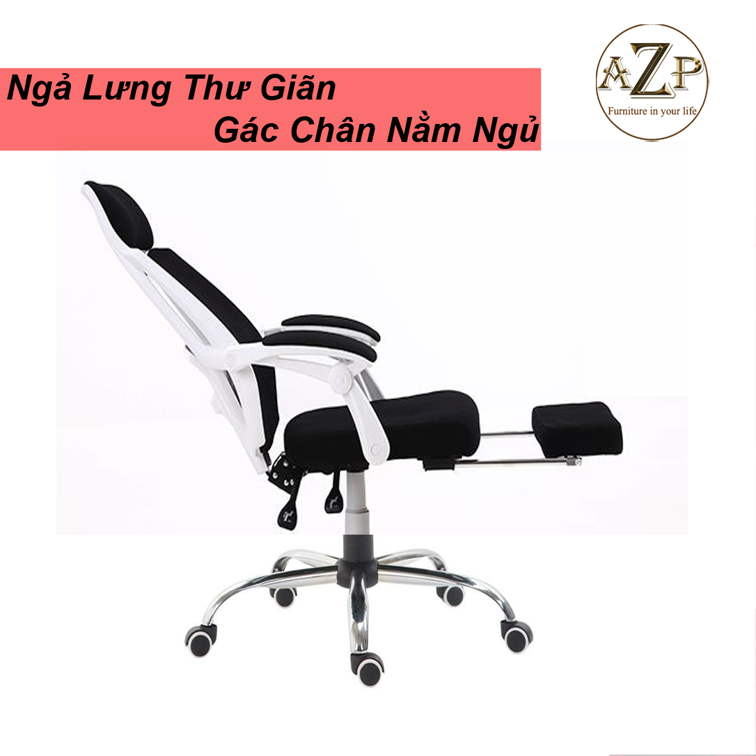 Ghế văn phòng chân xoay lưng cao có tựa đầu ngã lưng gác chân thư giãn h009 hàng nhập khẩu