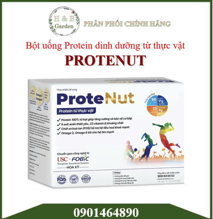 Bột uống Protein thực vật - PROTENUT thuần chay, giúp giảm cân giữ dáng, bổ sung nhiều vitamin khoáng chất - Hộp 14 gói x 40gr