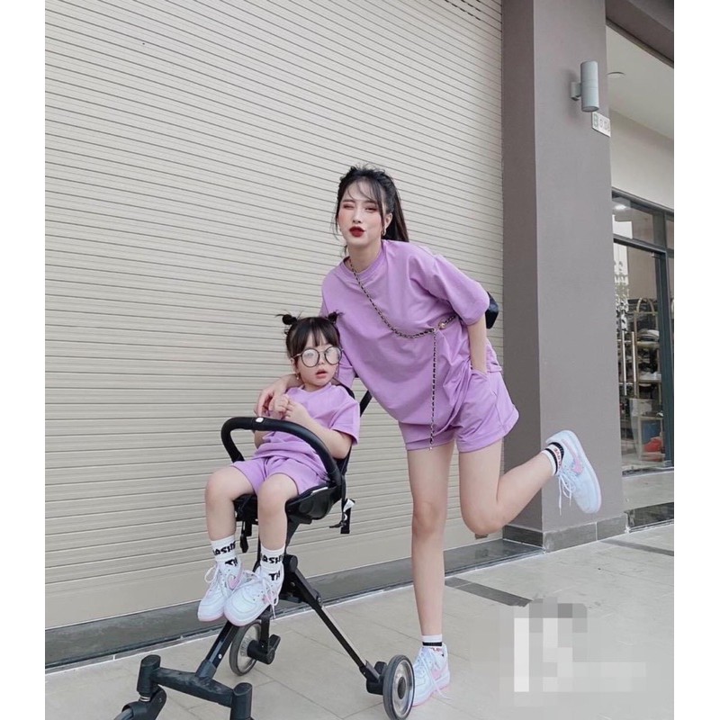 Mc577 - bộ đôi mẹ con cotton trơn 5 màu
