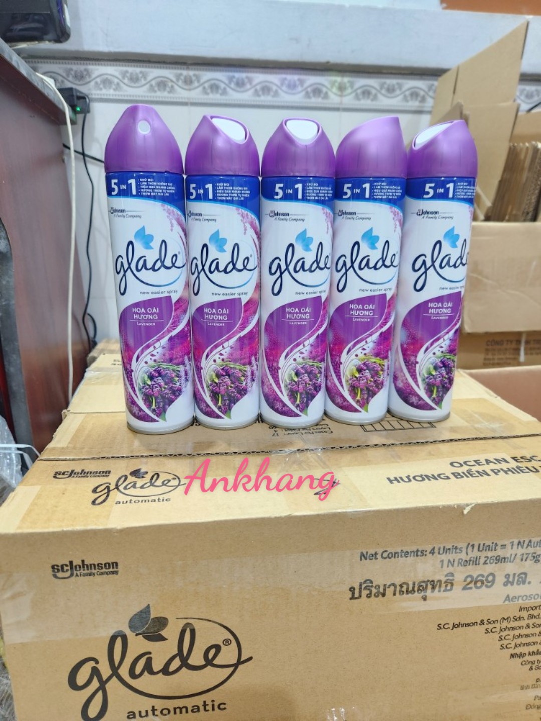 Combo 5 chai Xịt phòng Glade Lavender - Hương Hoa Oải Hương - Lavender 280ml