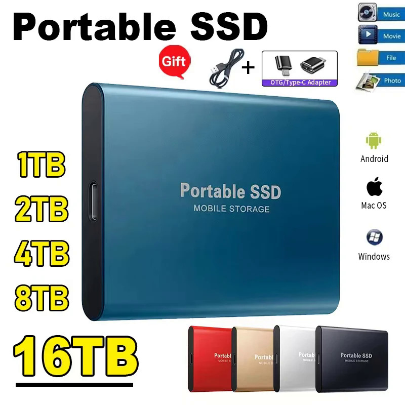Ổ cứng thể rắn di động tốc độ cao SSD 1TB di động 500GB Bộ nhớ ngoài quyết định giao diện 3.1 USB Type-C cho máy tính xách tayPC Mac