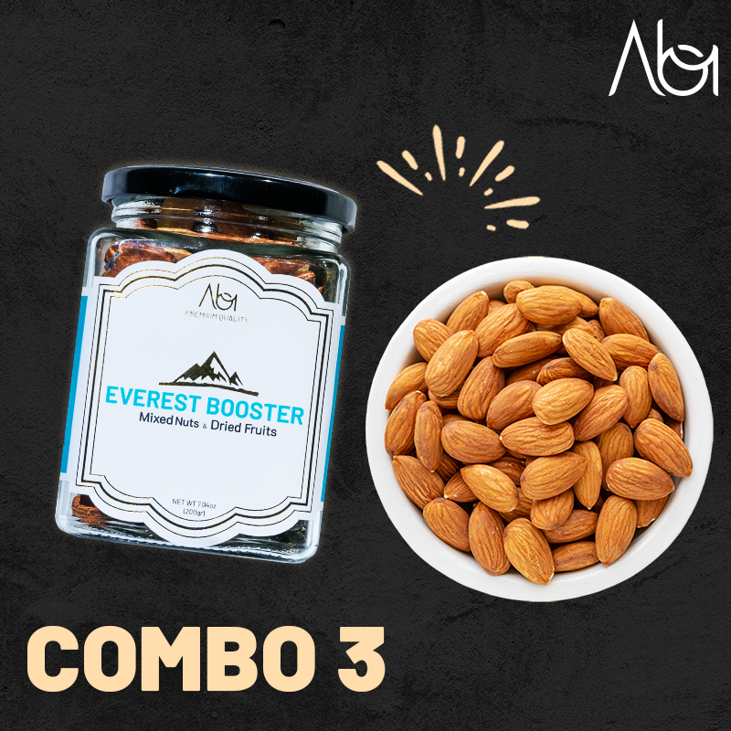 Combo hỗn hợp 5 loại hạt dinh dưỡng nhập khẩu và 200gr hạnh nhân - combo 3 abinow