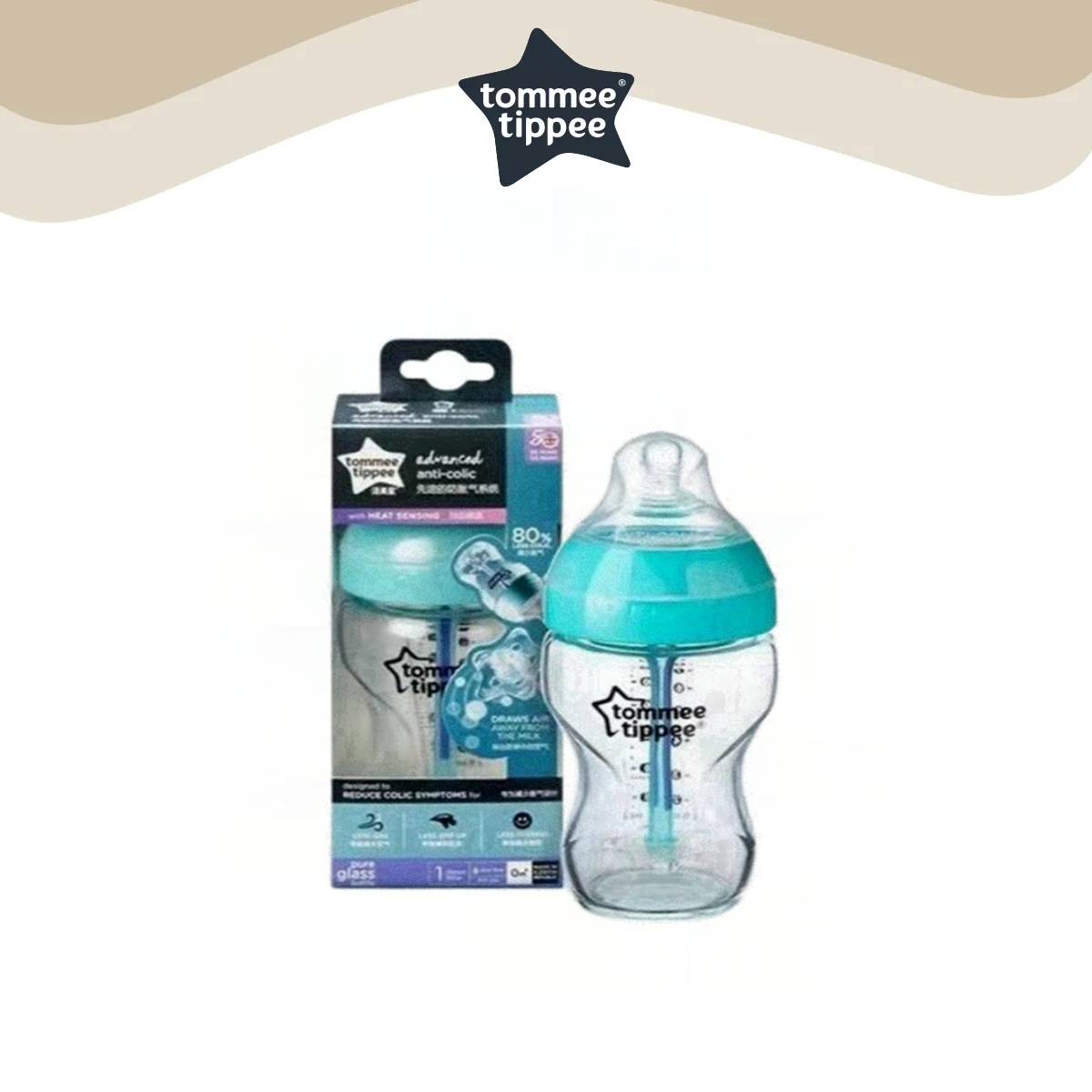 Bình sữa Tommee Tippee Closer to Nature Easi-Vent 8oz / 250ml có dòng chảy chậm (82280)