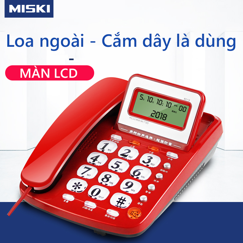 [HCM]Điện thoại cố định điện thoại bàn màu trắng và đỏ loa ngoài 2 cổng nối POS và máy Fax