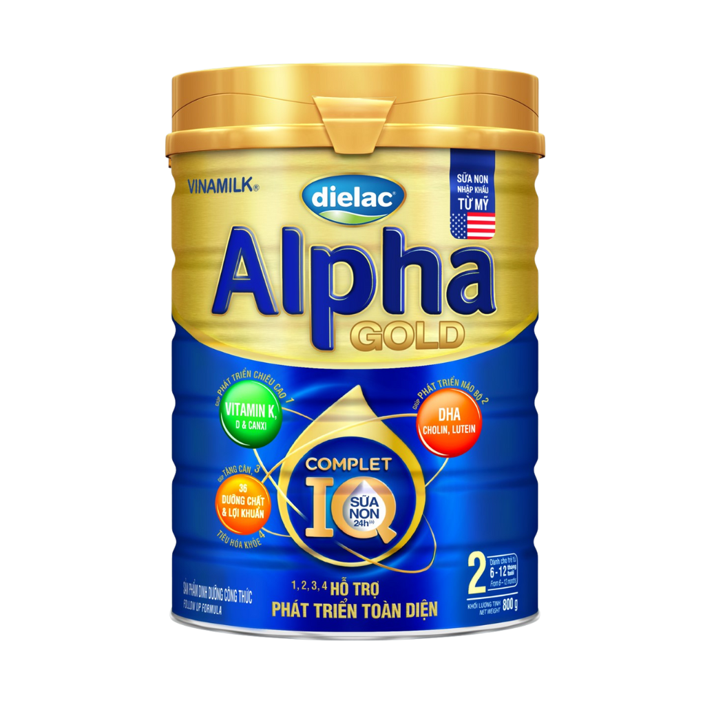 Date T3 24 Sữa bột Dielac Alpha Gold 2 - lon 800g cho trẻ từ 6 - 12 tháng