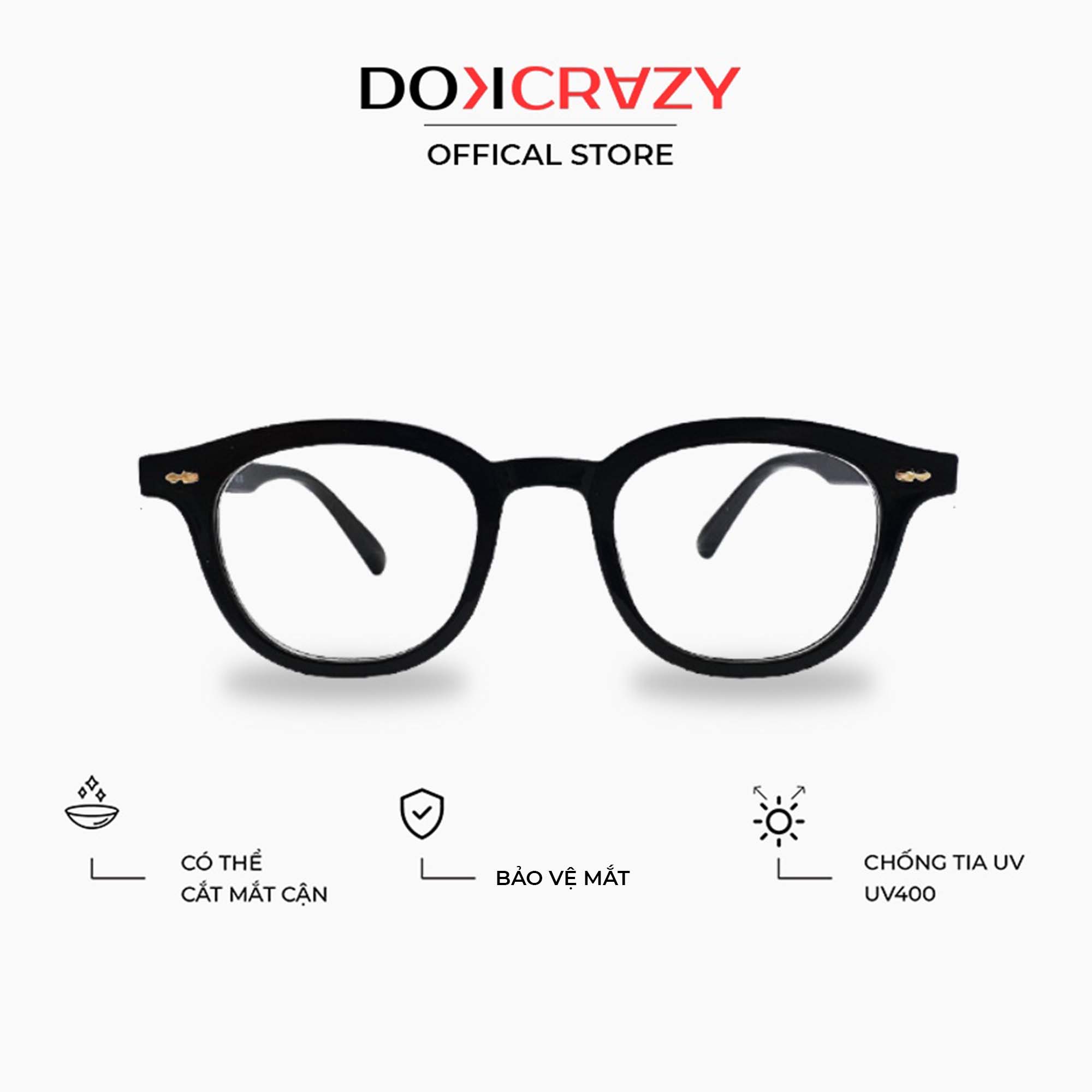 Gọng kính tròn vuông nam nữ DOKCRAZY GATI bền nhẹ mắt giả cận thời trang cao cấp style hot trend