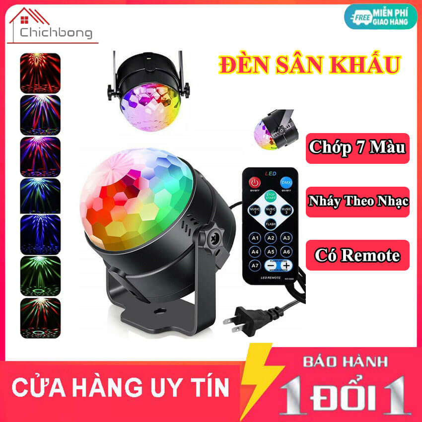Đèn Led Xoay Trang Trí 7 Màu, Sân Khấu Dành cho Dân Bay, Đèn Led Xoay 360 Độ Trang Trí Ngày Tết, Lễ Hội Nhiều Màu, Đèn Sân Khấu