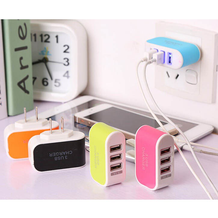 Cốc sạc 3 cổng usb 3.1a cục sạc đa năng 3 cổng usb