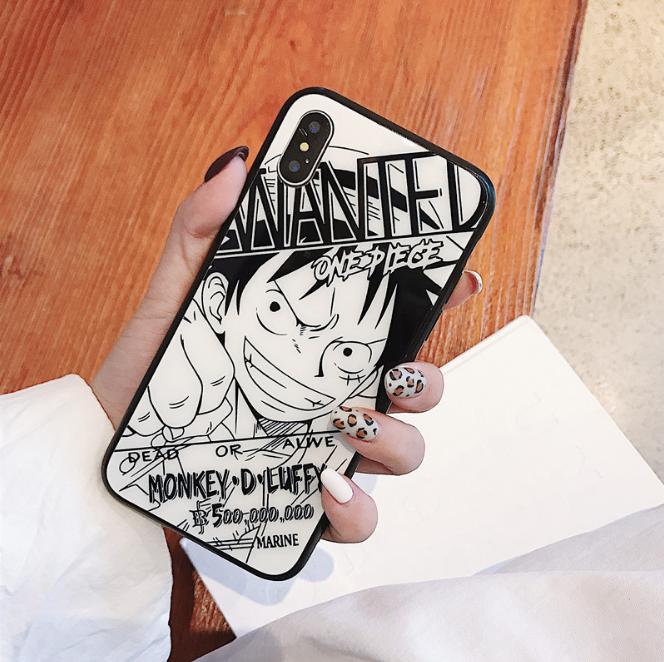 Ốp lưng cho iphone 8 Plus / 7 Plus mặt kính sau Naruto / One Piece