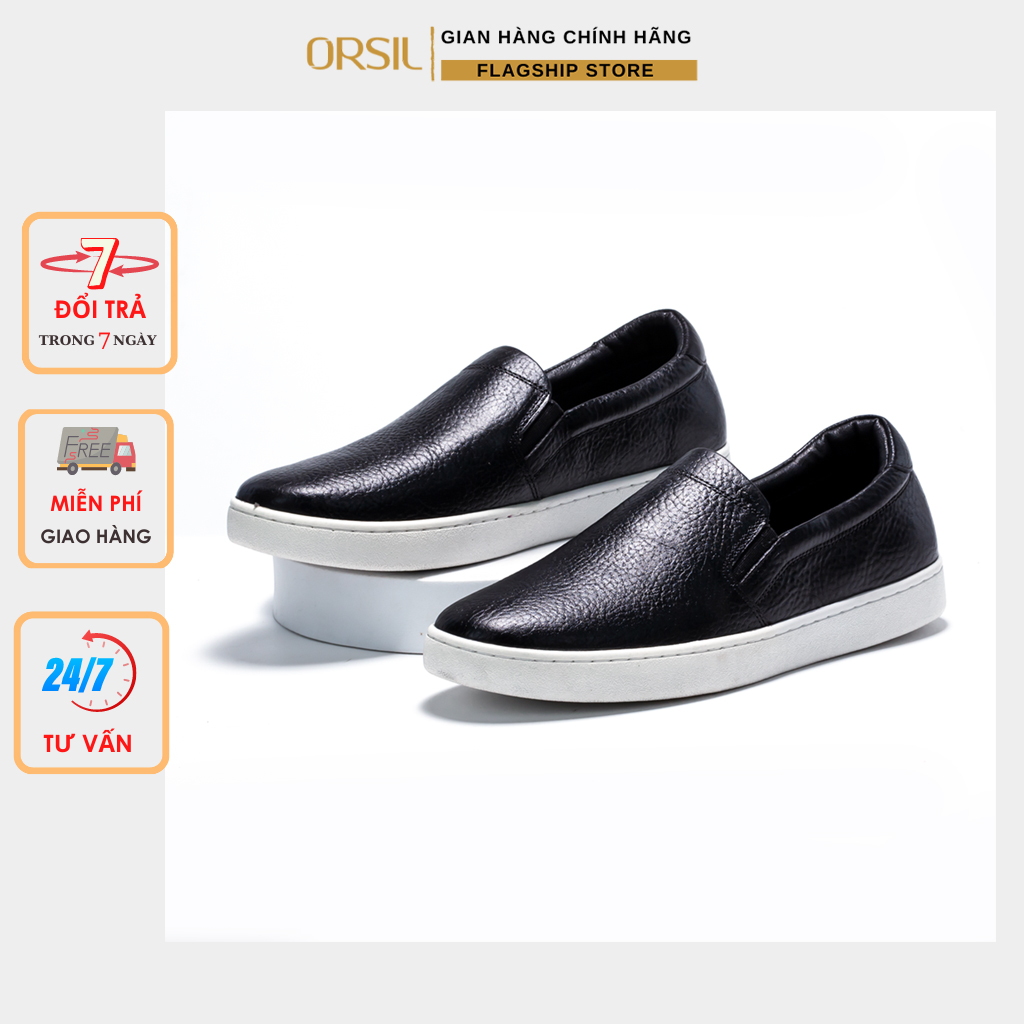 Giày tây lười nam da bò cao cấp ORSIL màu đen mã GL02