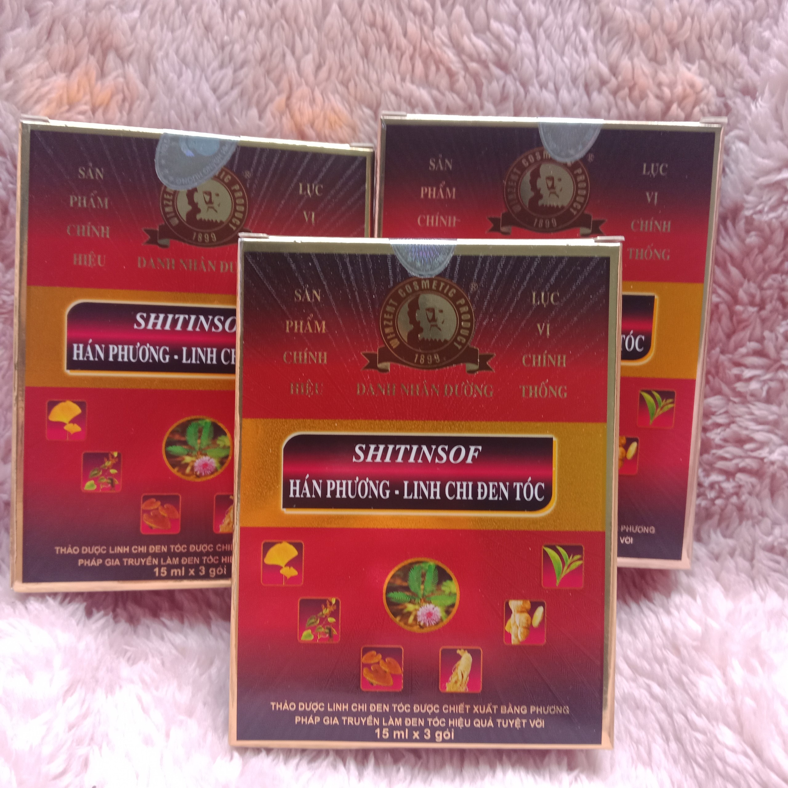 Combo 3 hộp Dầu gội SHITINSOF Hán Phương Linh Chi Đen Tóc