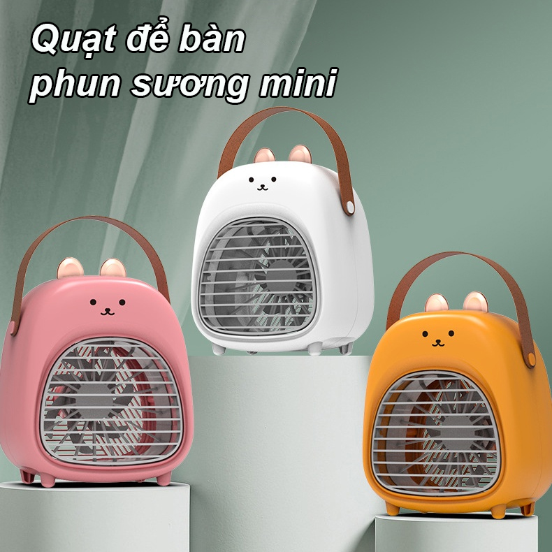 Quạt tích điện phun sương hơi nước mini để bàn, Quạt phun sương mini sạc tích điện pin trâu, Quạt Điều Hòa Mini, Quạt Điều Hoà Hơi Nước Mini, Quạt Để Bàn 3 Chế Độ Gió Mạnh, Quạt hơi nước mini