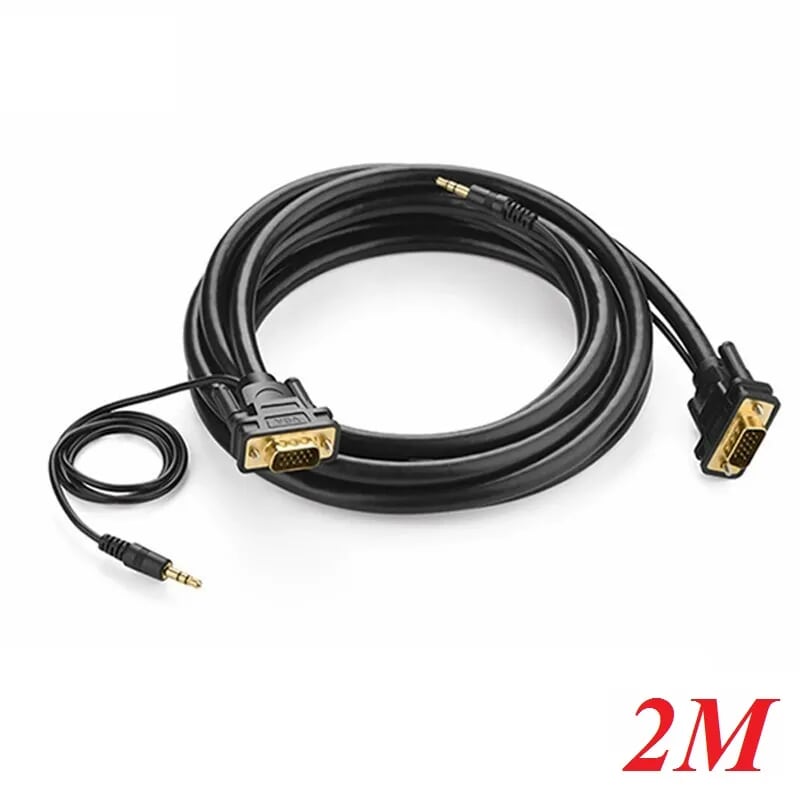 Ugreen 11626 2m màu đen cáp tín hiệu vga hỗ trợ audio 3.5mm vg102