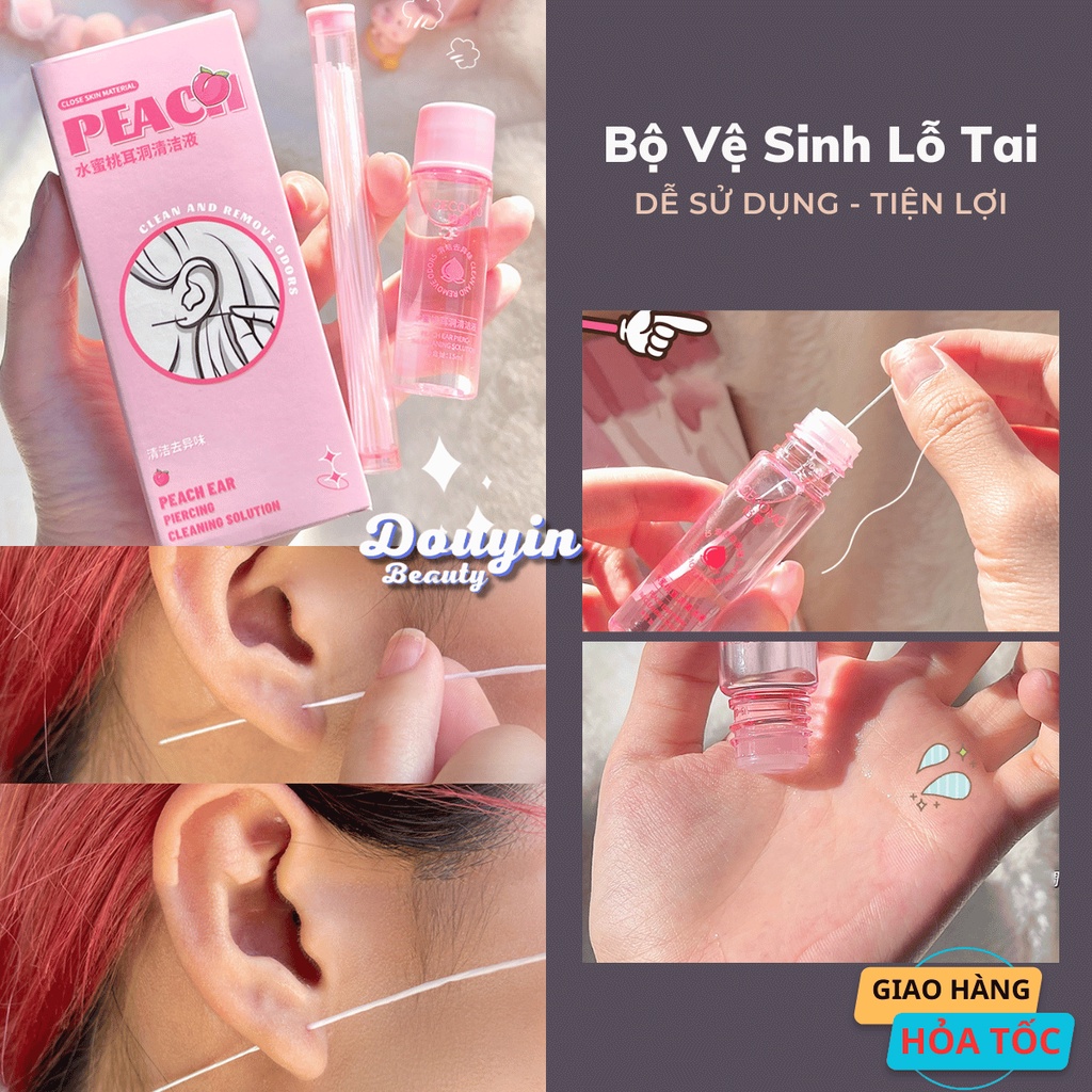 Set 60 dụng cụ làm sạch lỗ tai tiện dụng-chăm sóc khử trùng lỗ xỏ khuyên tai, dung dịch vệ sinh, rửa lỗ tai DD19