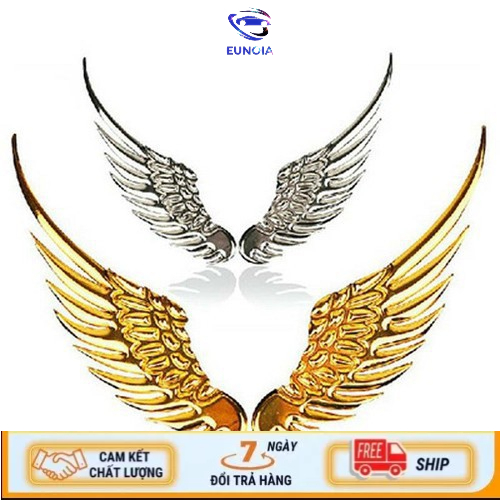 Decal đôi cánh thiên thần 3D trang trí logo xe ôtô, xe hơi