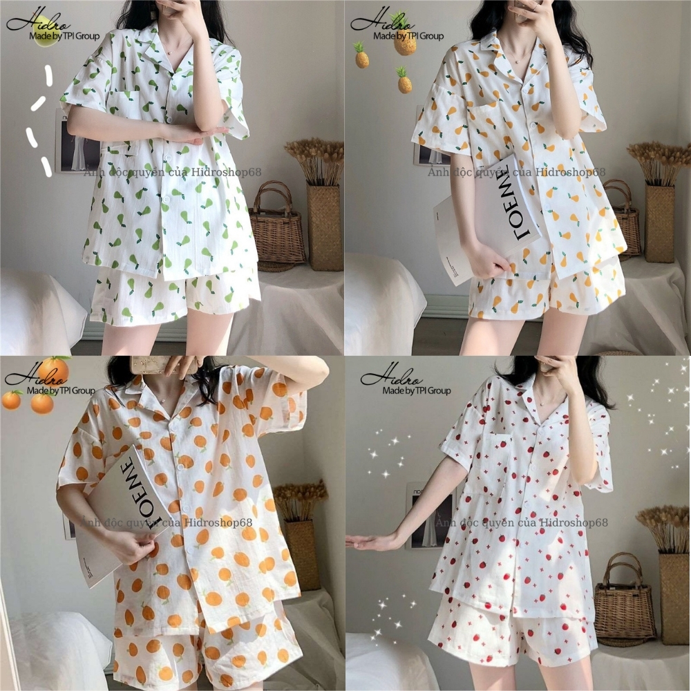 Bộ ngủ mặc nhà kate thái cộc tay, bộ pijama côc tay, bộ ngủ nữ, bộ mặc nhà ngắn tay, bộ pijama dễ thương