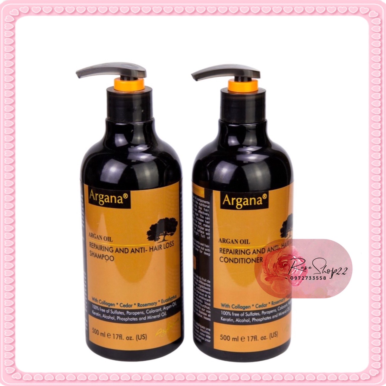 Cặp dầu gội xả argana dưỡng ẩm phục hồi ngăn ngừa rụng kích thích mọc tóc argana bộ dầu gội dầu xả argana