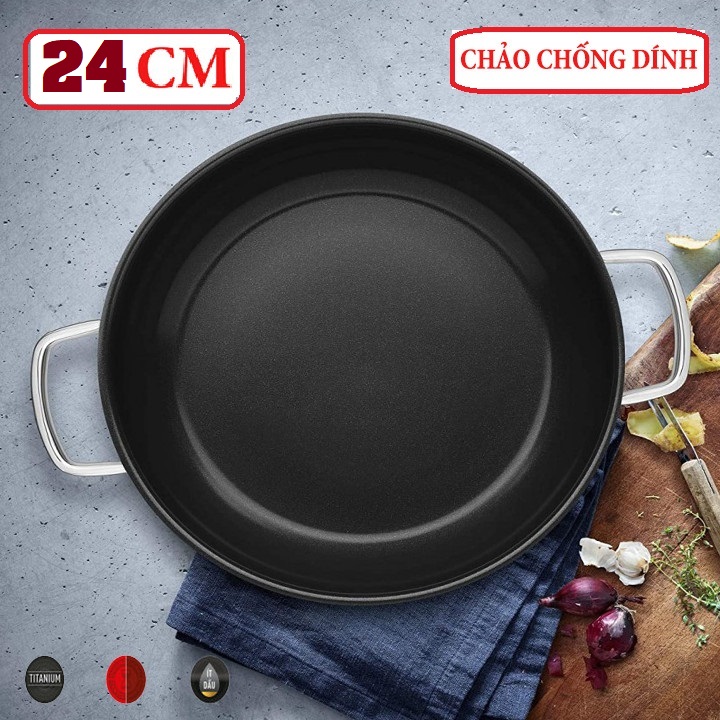Chảo Chống Dính 2 Quai Chất Lượng Cao Kích Thước 24CM - Chảo Hợp Kim Nhôm Chất Lượng Cao, Chống Dính và Khả Năng Chịu Nhiệt Cao