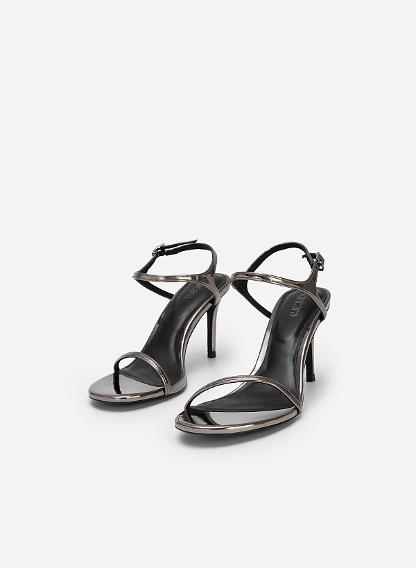 Vascara giày sandal metallic quai mảnh - sdn 0737 - màu xám khói đậm