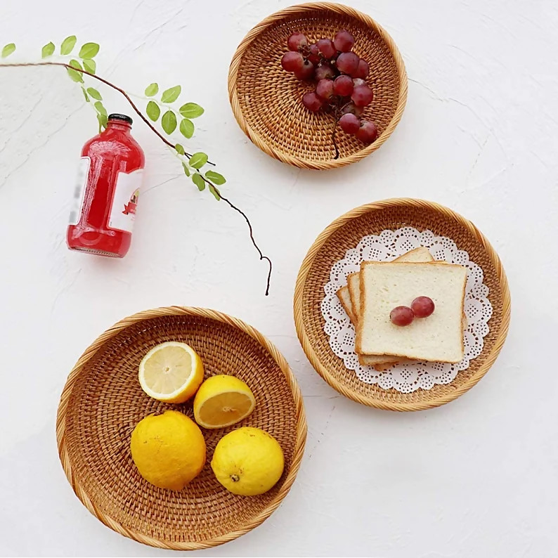 Bát mây| rổ mây tròn đựng hoa quả bánh kẹo, trang tri decor