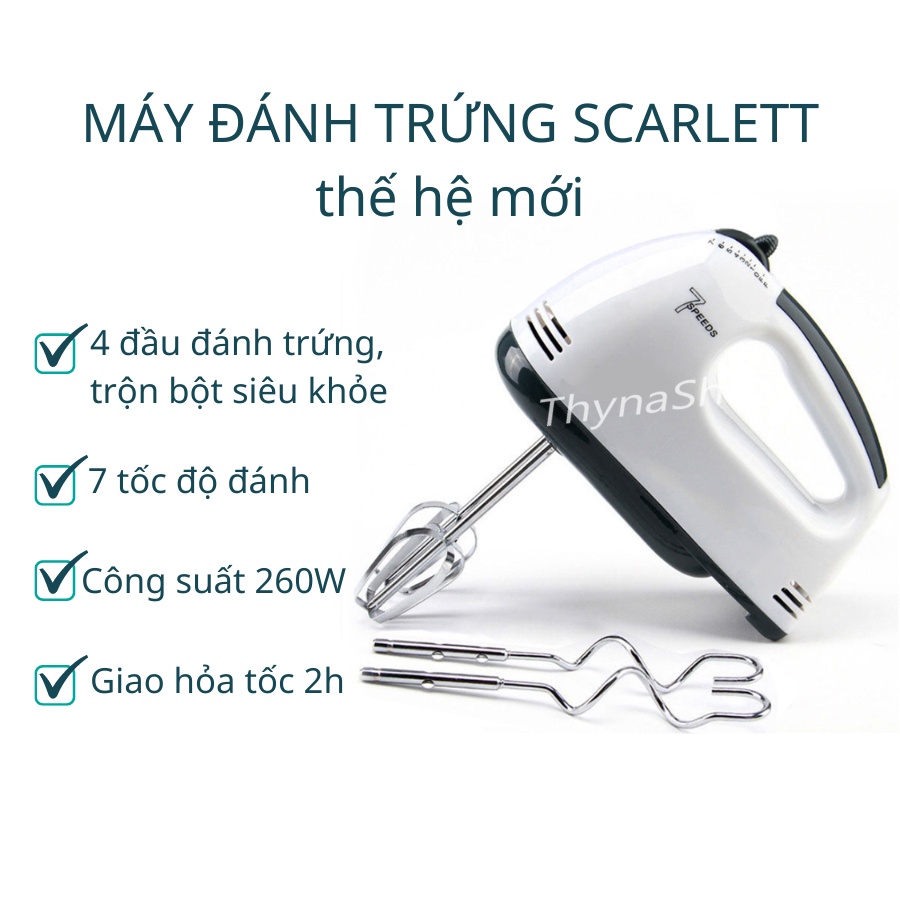 Máy đánh trứng cầm tay mini cao cấp với 7 tốc độ cực mạnh - hoạt động êm ái