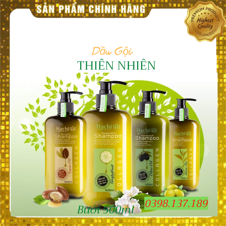 Dầu Gội Và Dầu Xả Bưởi HACHI 500ml Dành Cho Tóc Gãy Rụng,( 1Gội +1Xã )