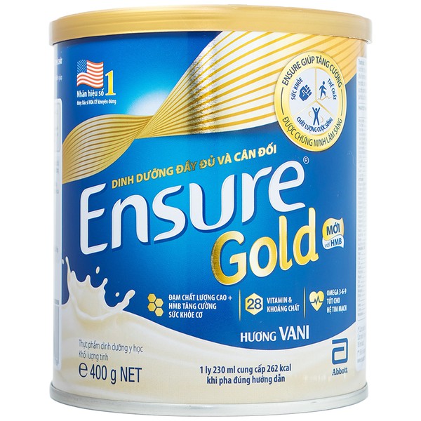 Sữa bột Ensure Gold Hương Vani Lon 400g - HSD luôn mới