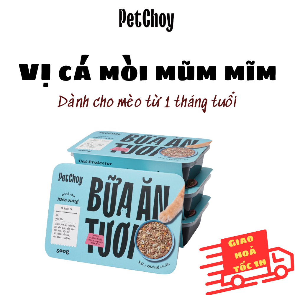 500gram pate tươi petchoy cho mèo từ 1 tháng tuổi vị "cá mòi mũm mĩm"