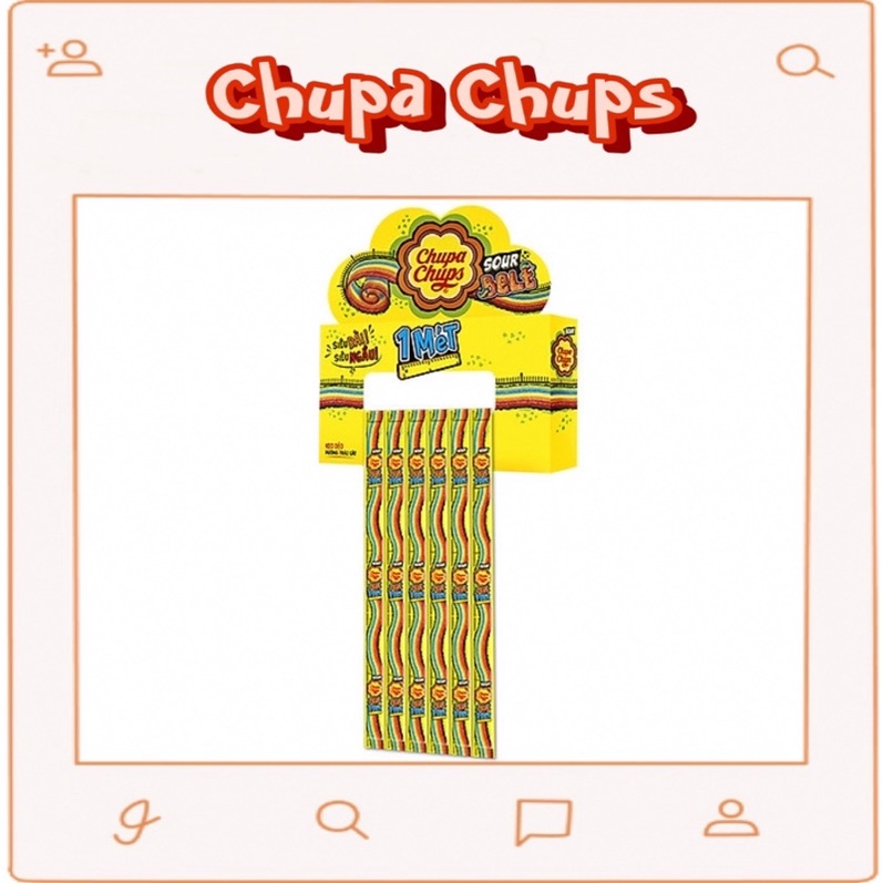 Cầu vòng Chupa Chups Sour Belt Mới Siêu Dài, Siêu Ngầu 1m 12 Dây Kẹo 1 Mét