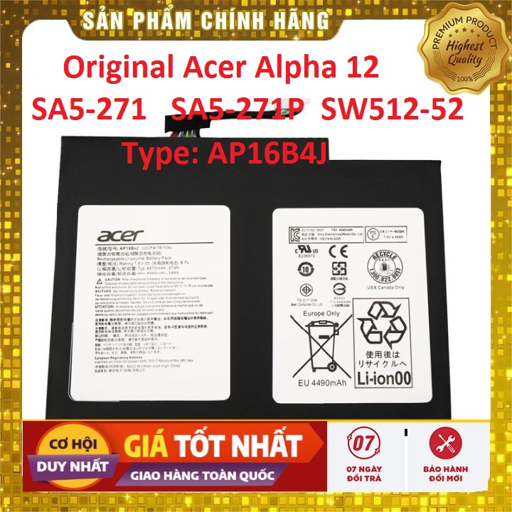 Pinoriginal acer alpha 12 sa5-271 271p sw512-52 ap16b4j - pin zin bảo hành 6 tháng