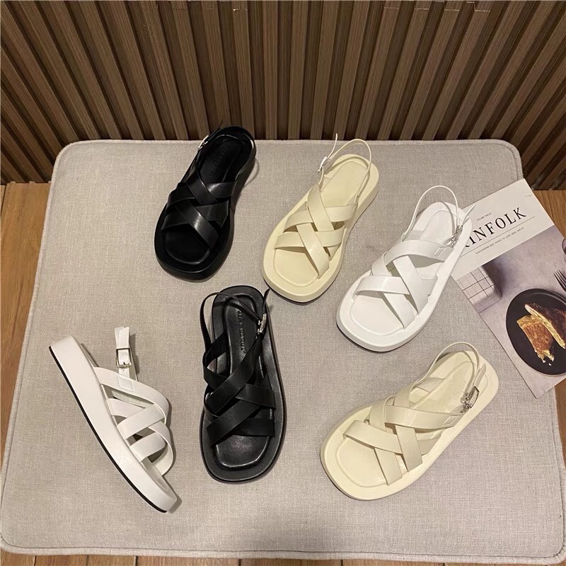 Sandal nữ ulzang quiai mảnh đế bằng thời trang giới trẻ. Thời trang học sinh
