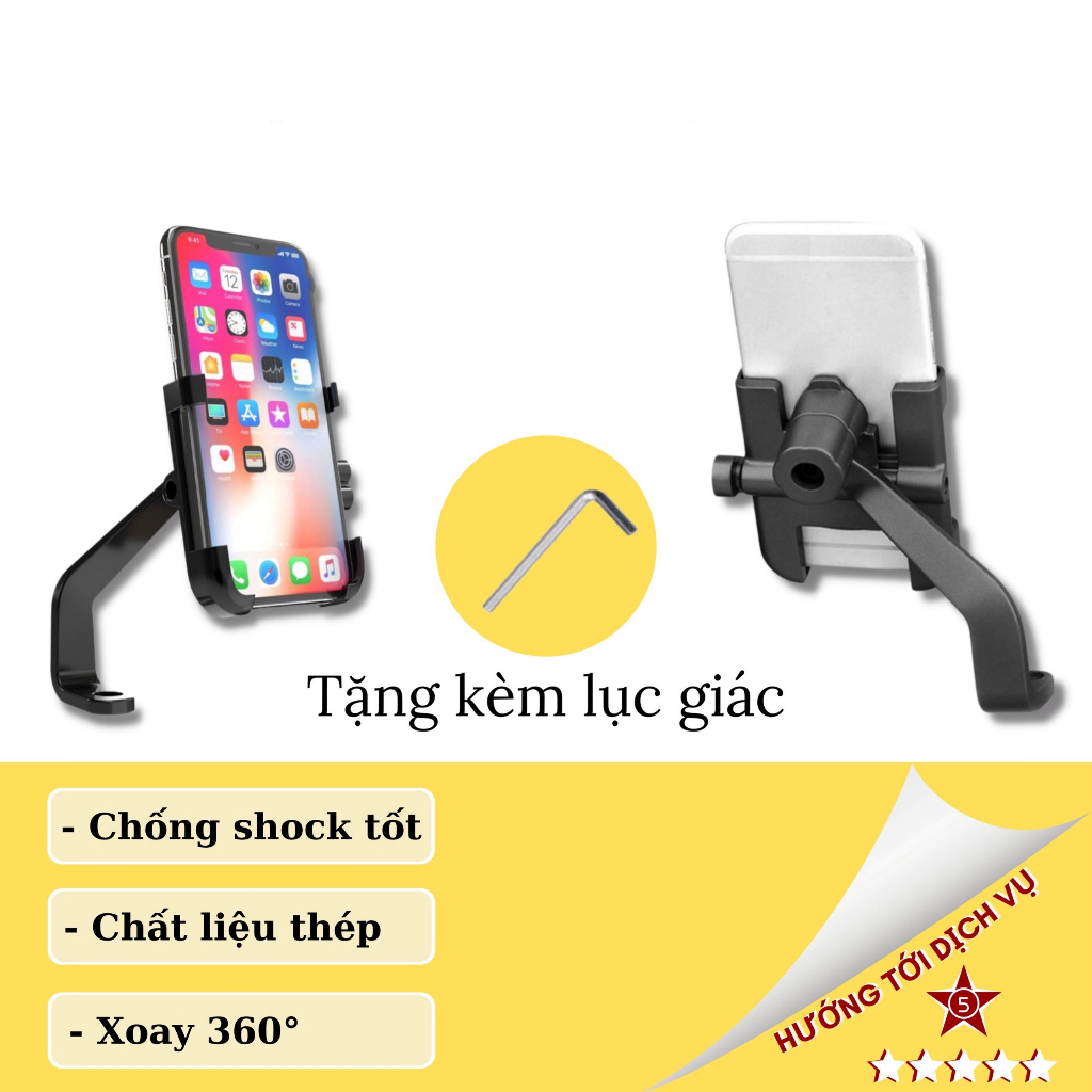 Giá Đỡ Điện Thoại Gắn Xe Máy HT507 có ô dù che mưa che nắng, Chống Cướp Cực Chắc Chắn