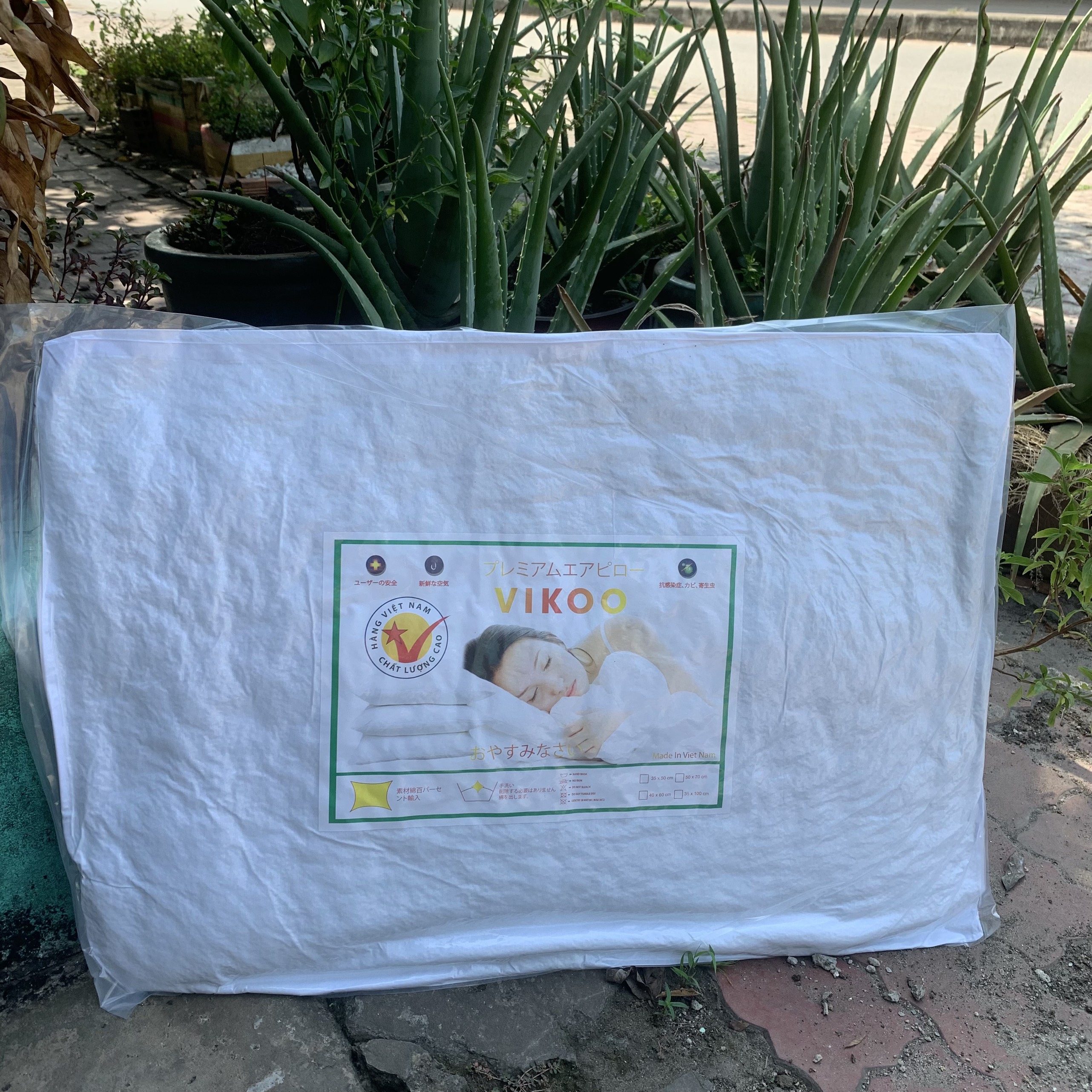 Ruột gối hơi bông gòn cao cấp vikoo size 40 x 60, 45 x 65, 50 x 70cm, gối ngủ có khoá kéo