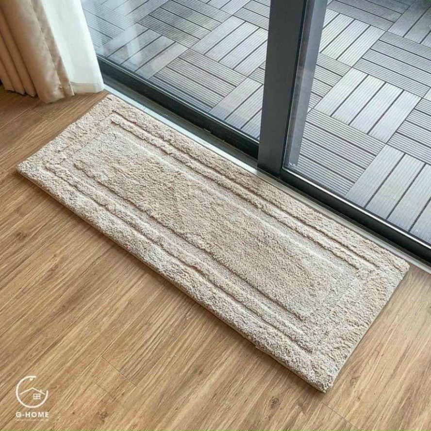 Thảm lau chân sợi len lông cừu 1 màu siêu thấm cao cấp đế cao su chống trơn trượt 40cm x 120cm