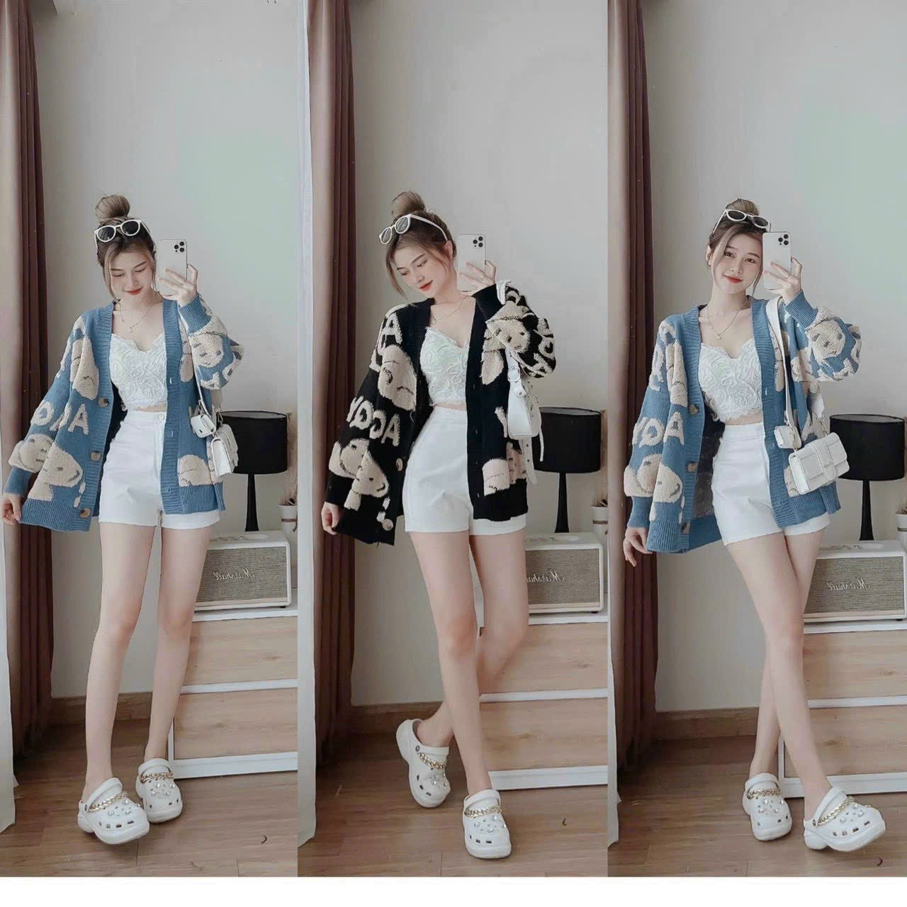 Áo Len Cardigan - Áo khoác len nữ họa tiết beo phong cách Hàn Quốc cực hot
