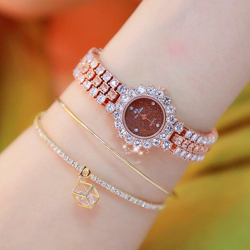 Đồng Hồ Nữ BS Bee Sister Mặt Đính Đá Sang Trọng Cá Tính
